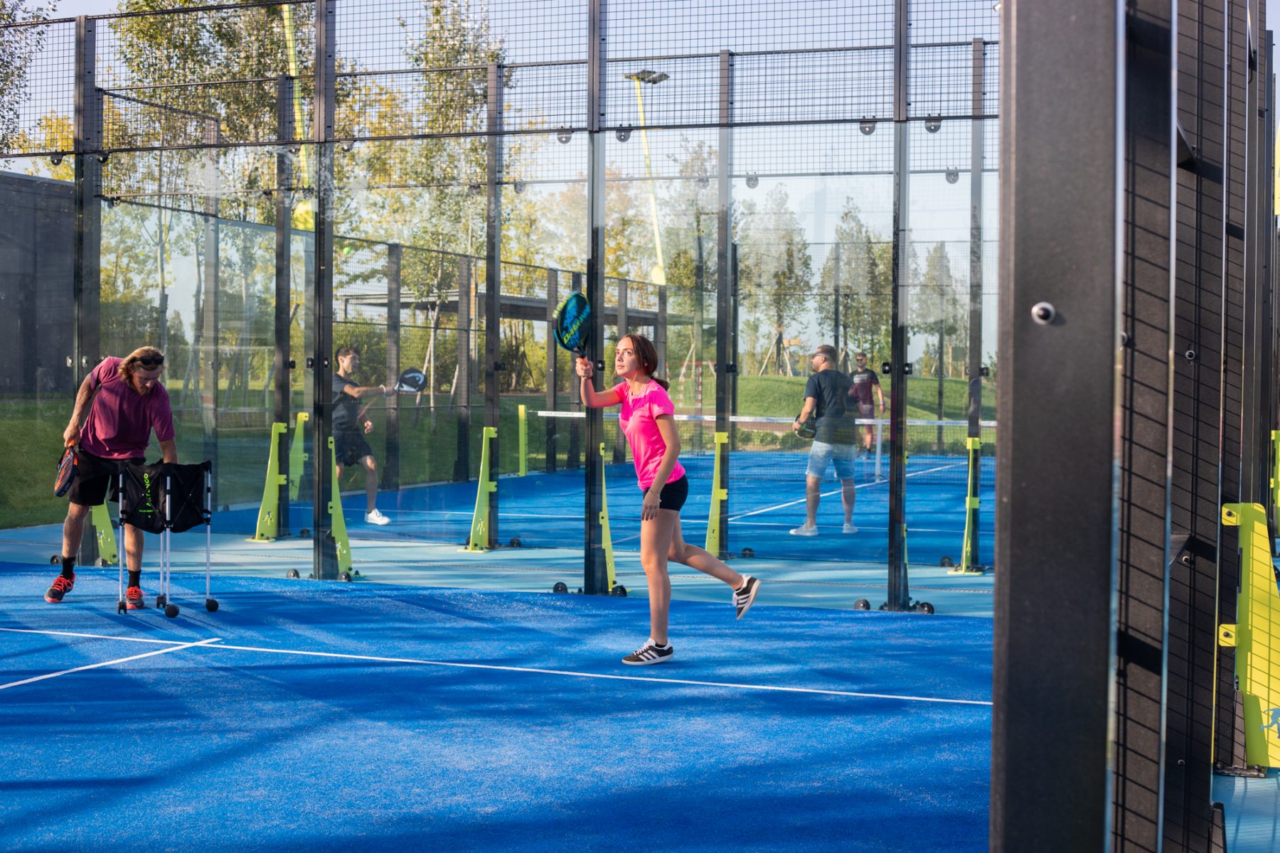 Students playing padel on the H-FARM Campus courts